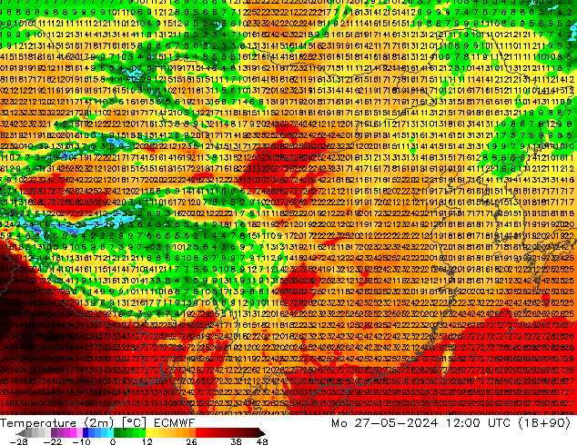 温度图 ECMWF 星期一 27.05.2024 12 UTC