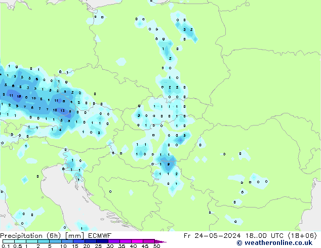 Precipitação (6h) ECMWF Sex 24.05.2024 00 UTC