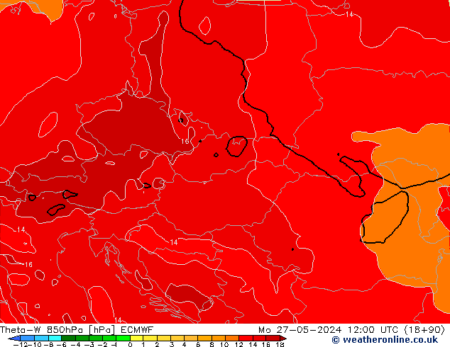 Theta-W 850hPa ECMWF lun 27.05.2024 12 UTC