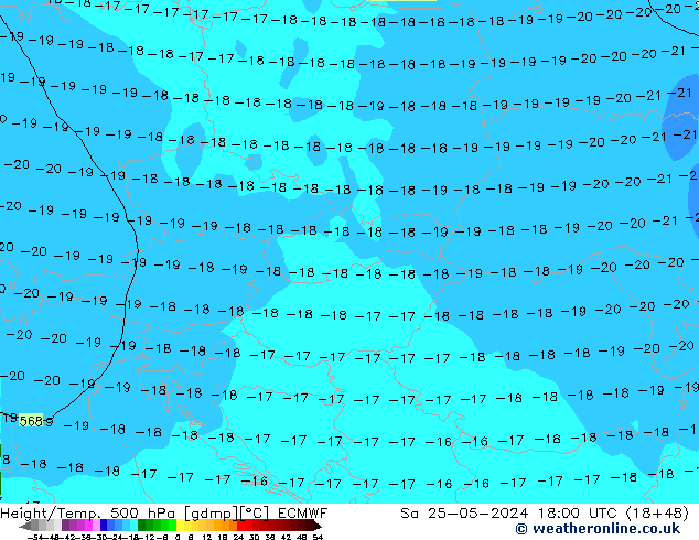 Z500/Rain (+SLP)/Z850 ECMWF sab 25.05.2024 18 UTC