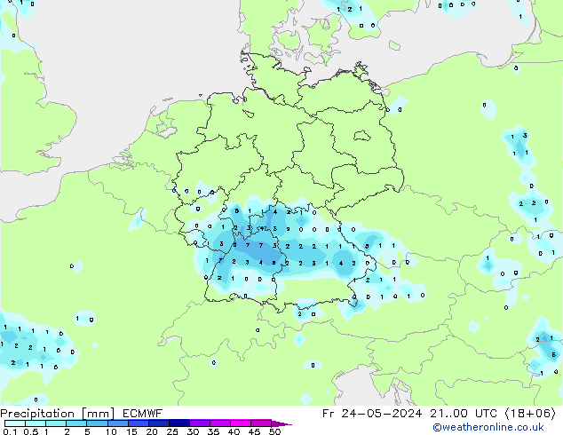 Niederschlag ECMWF Fr 24.05.2024 00 UTC