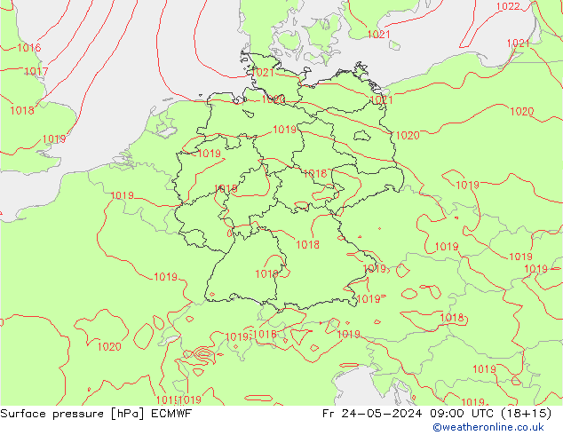 Yer basıncı ECMWF Cu 24.05.2024 09 UTC