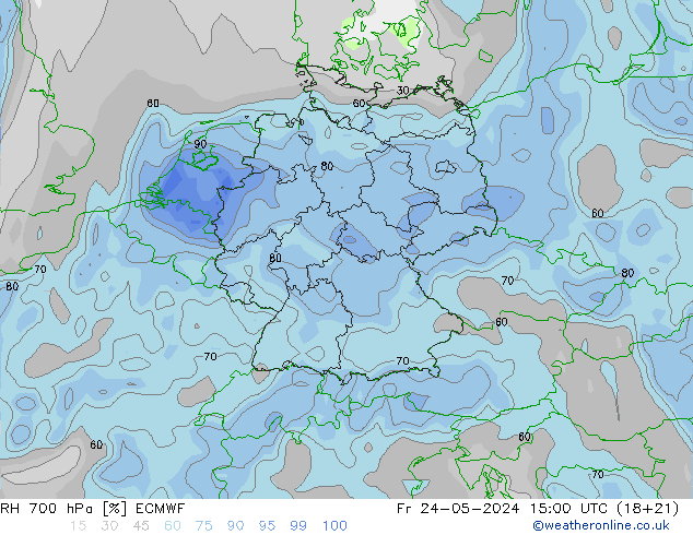 RH 700 hPa ECMWF 星期五 24.05.2024 15 UTC