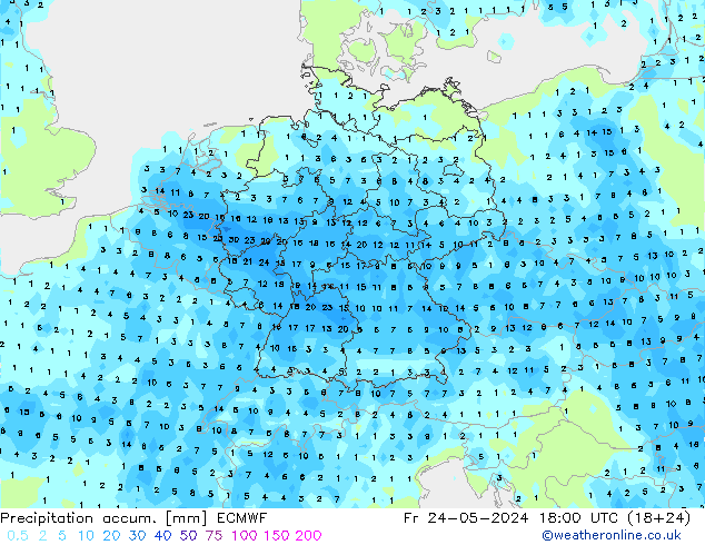 Nied. akkumuliert ECMWF Fr 24.05.2024 18 UTC