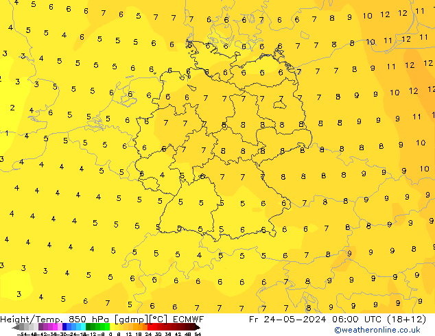 Z500/Rain (+SLP)/Z850 ECMWF 星期五 24.05.2024 06 UTC