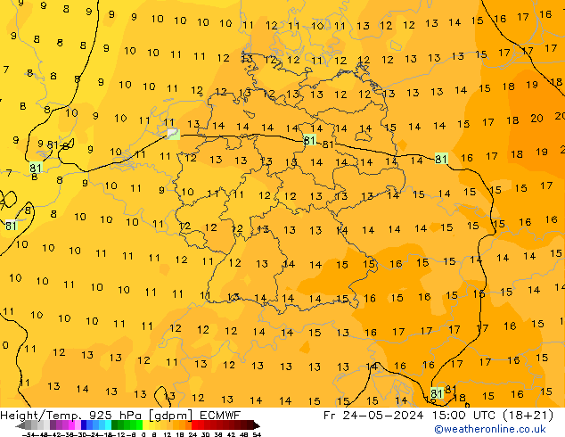 Height/Temp. 925 hPa ECMWF 星期五 24.05.2024 15 UTC