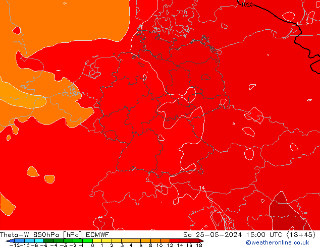 Theta-W 850hPa ECMWF Sa 25.05.2024 15 UTC