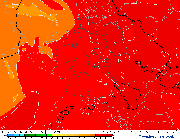 Theta-W 850hPa ECMWF dim 26.05.2024 09 UTC