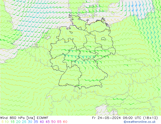 风 850 hPa ECMWF 星期五 24.05.2024 06 UTC