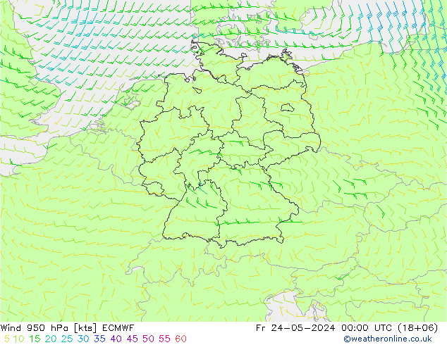 Wind 950 hPa ECMWF Fr 24.05.2024 00 UTC