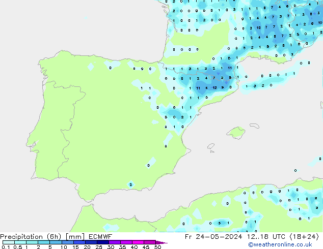 Z500/Rain (+SLP)/Z850 ECMWF Fr 24.05.2024 18 UTC