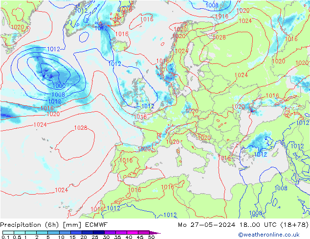 Z500/Regen(+SLP)/Z850 ECMWF ma 27.05.2024 00 UTC