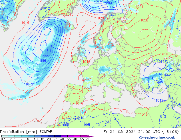 осадки ECMWF пт 24.05.2024 00 UTC