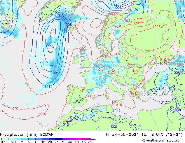 Niederschlag ECMWF Fr 24.05.2024 18 UTC