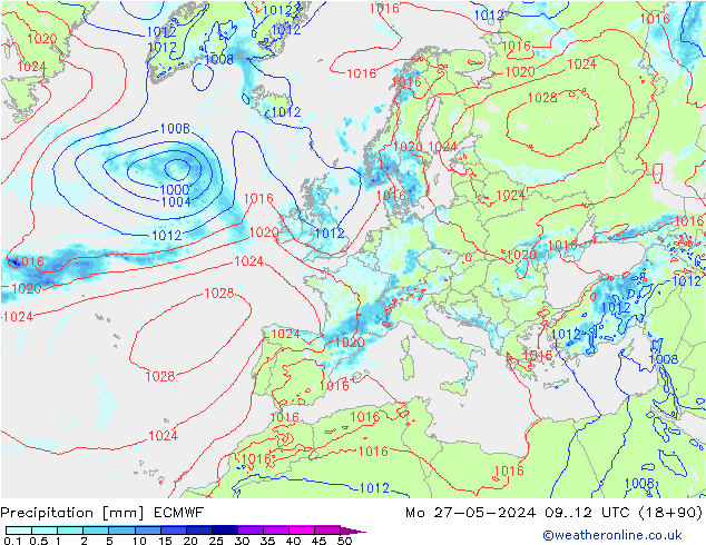 осадки ECMWF пн 27.05.2024 12 UTC