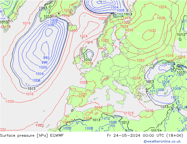 ciśnienie ECMWF pt. 24.05.2024 00 UTC