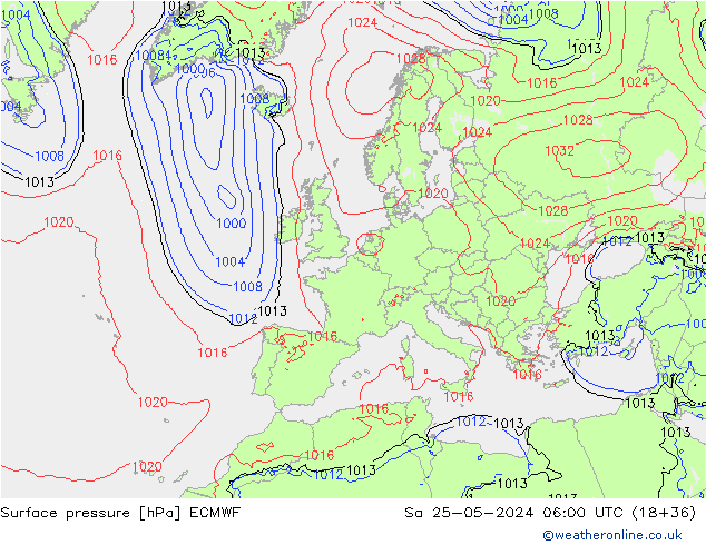 pression de l'air ECMWF sam 25.05.2024 06 UTC