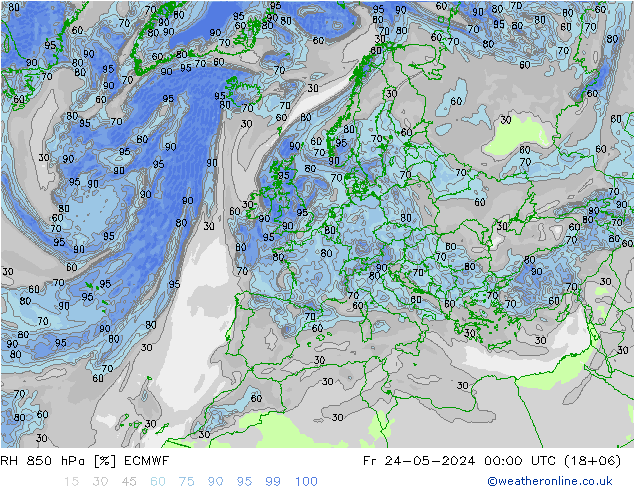 850 hPa Nispi Nem ECMWF Cu 24.05.2024 00 UTC