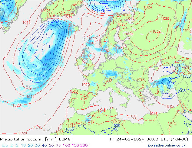 Nied. akkumuliert ECMWF Fr 24.05.2024 00 UTC