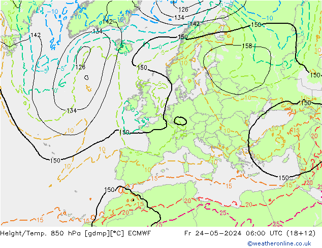 Height/Temp. 850 hPa ECMWF Fr 24.05.2024 06 UTC