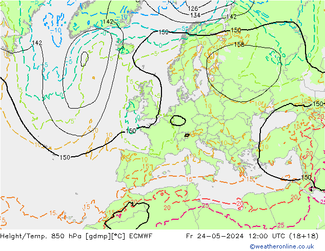 Z500/Rain (+SLP)/Z850 ECMWF vie 24.05.2024 12 UTC