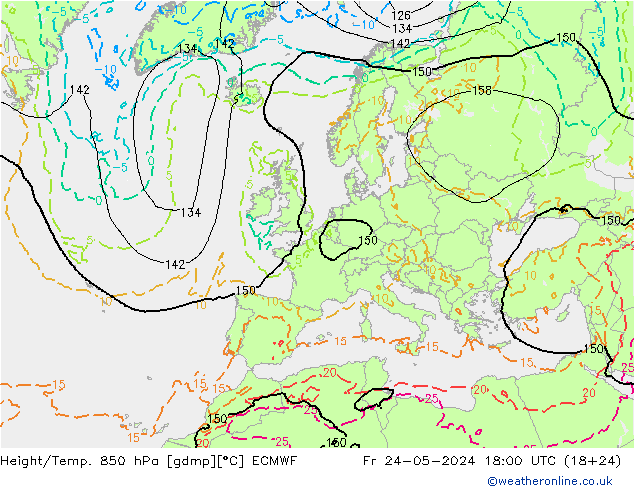 Z500/Rain (+SLP)/Z850 ECMWF пт 24.05.2024 18 UTC