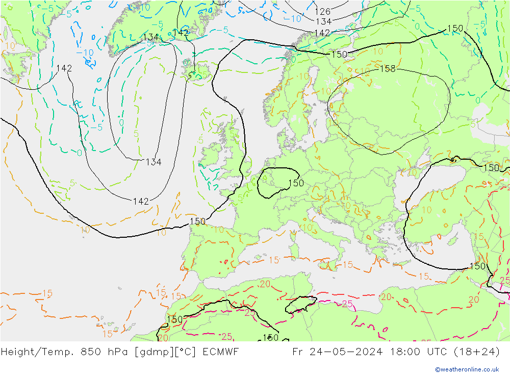 Z500/Regen(+SLP)/Z850 ECMWF vr 24.05.2024 18 UTC