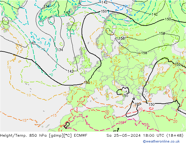 Height/Temp. 850 hPa ECMWF  25.05.2024 18 UTC