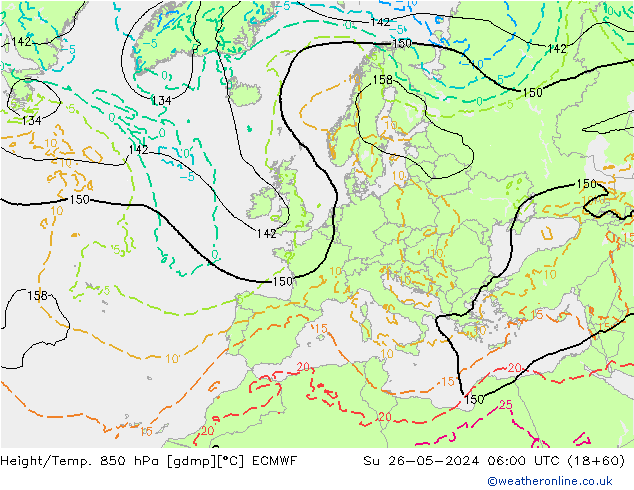 Height/Temp. 850 hPa ECMWF Ne 26.05.2024 06 UTC