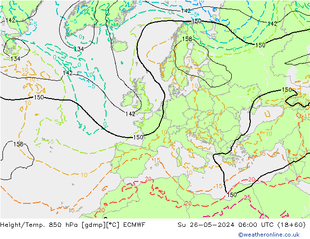 Z500/Rain (+SLP)/Z850 ECMWF Вс 26.05.2024 06 UTC