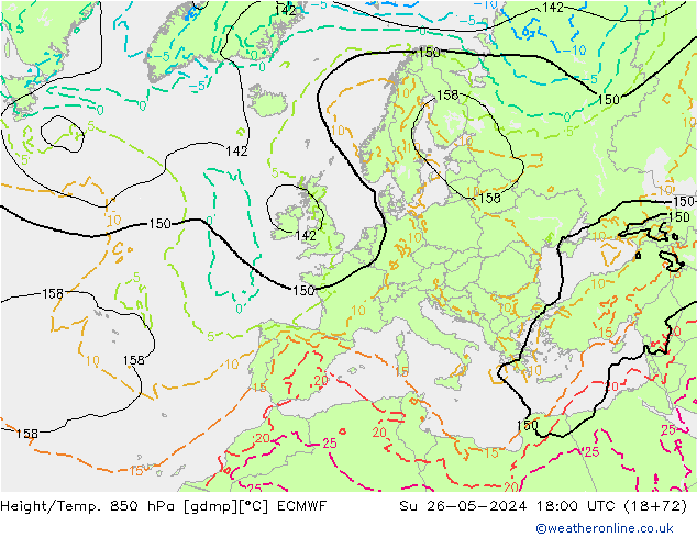 Z500/Rain (+SLP)/Z850 ECMWF Su 26.05.2024 18 UTC