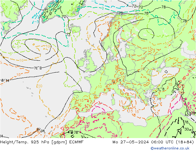 Height/Temp. 925 hPa ECMWF  27.05.2024 06 UTC