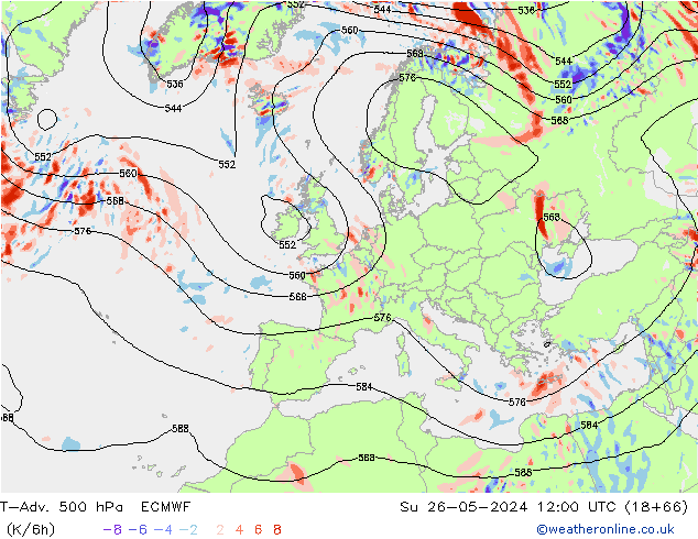 T-Adv. 500 hPa ECMWF So 26.05.2024 12 UTC