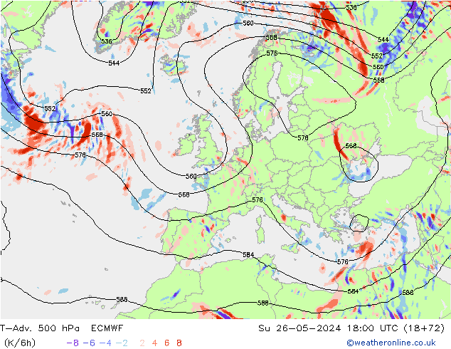 T-Adv. 500 hPa ECMWF So 26.05.2024 18 UTC