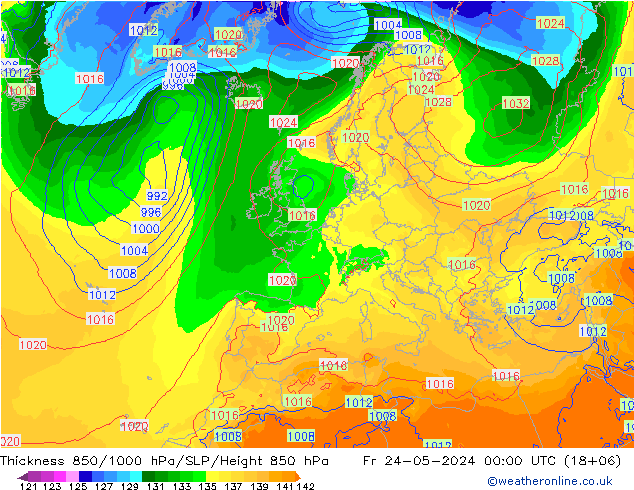 Thck 850-1000 hPa ECMWF Sex 24.05.2024 00 UTC