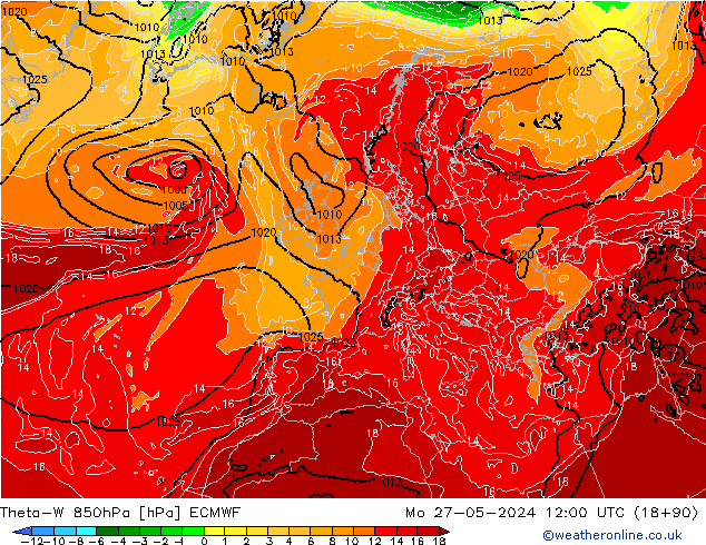 Theta-W 850hPa ECMWF Seg 27.05.2024 12 UTC