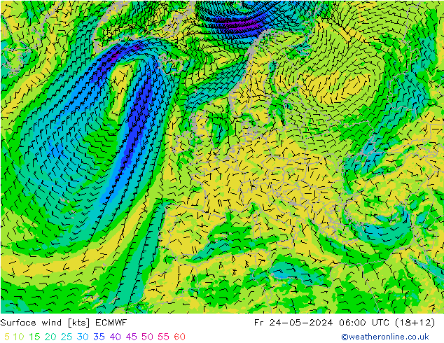 Bodenwind ECMWF Fr 24.05.2024 06 UTC