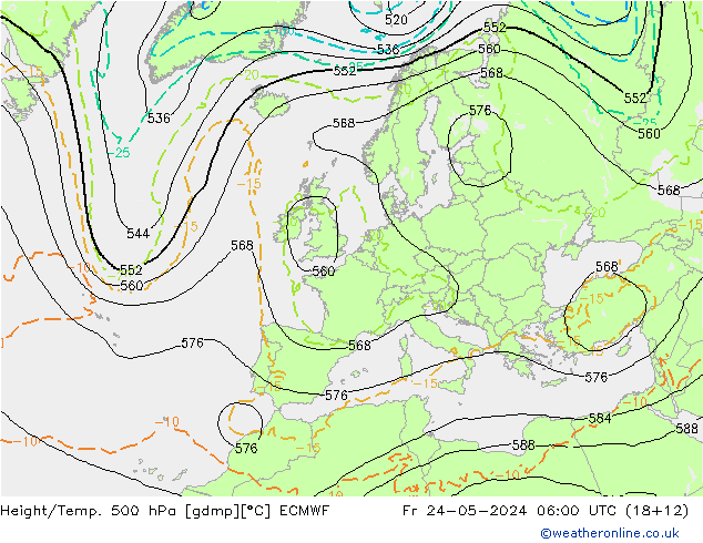 Z500/Rain (+SLP)/Z850 ECMWF Fr 24.05.2024 06 UTC