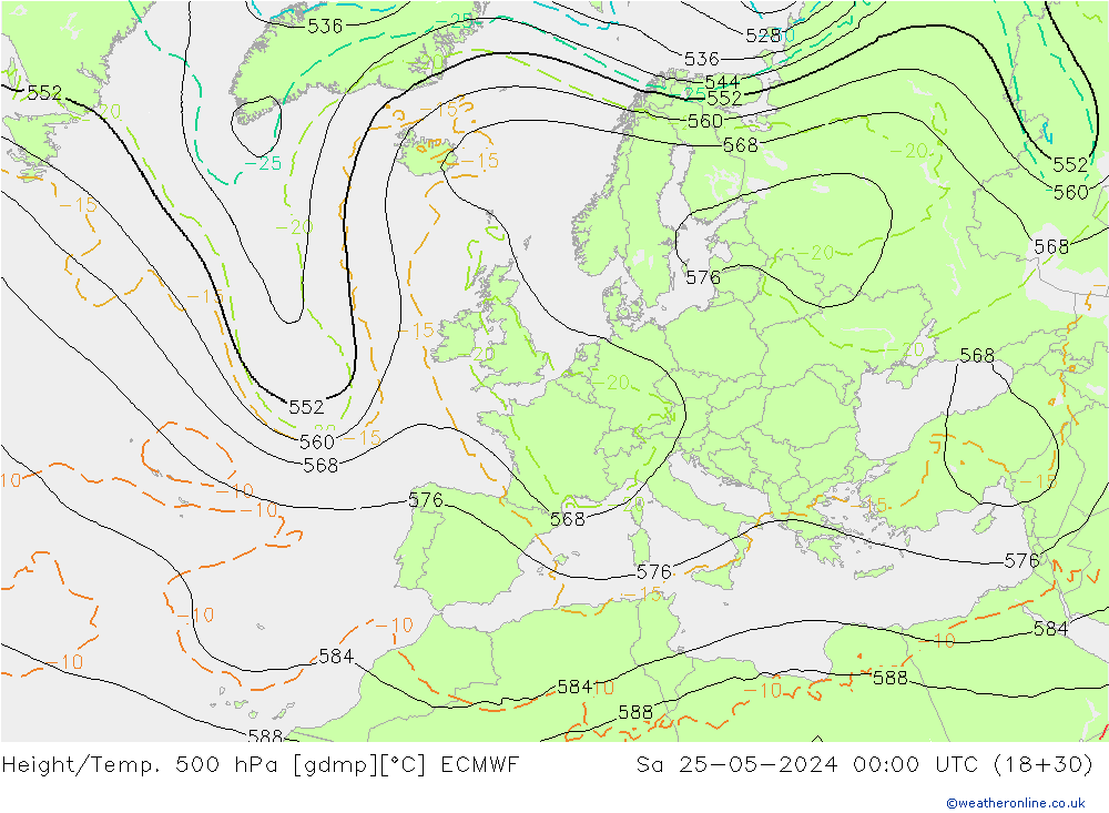 Z500/Regen(+SLP)/Z850 ECMWF za 25.05.2024 00 UTC