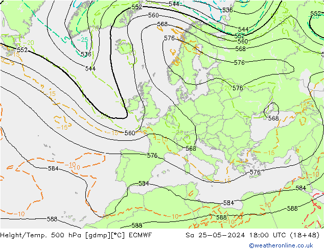 Z500/Regen(+SLP)/Z850 ECMWF za 25.05.2024 18 UTC