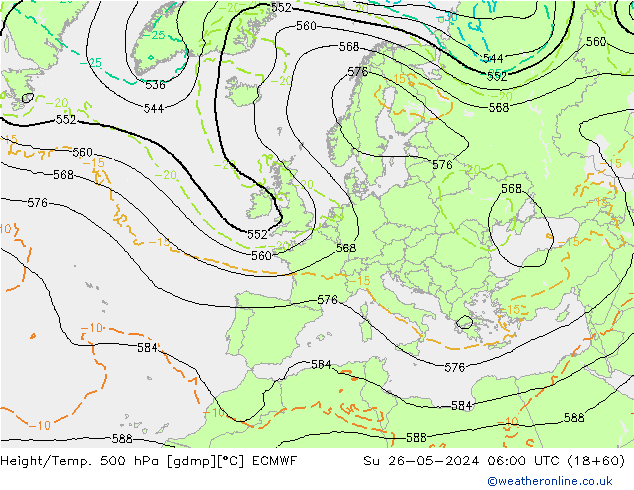 Height/Temp. 500 hPa ECMWF  26.05.2024 06 UTC