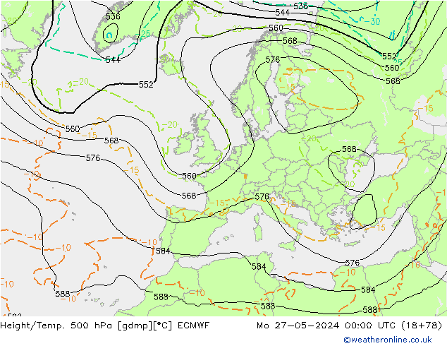 Z500/Regen(+SLP)/Z850 ECMWF ma 27.05.2024 00 UTC