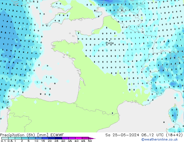 Z500/Rain (+SLP)/Z850 ECMWF sáb 25.05.2024 12 UTC