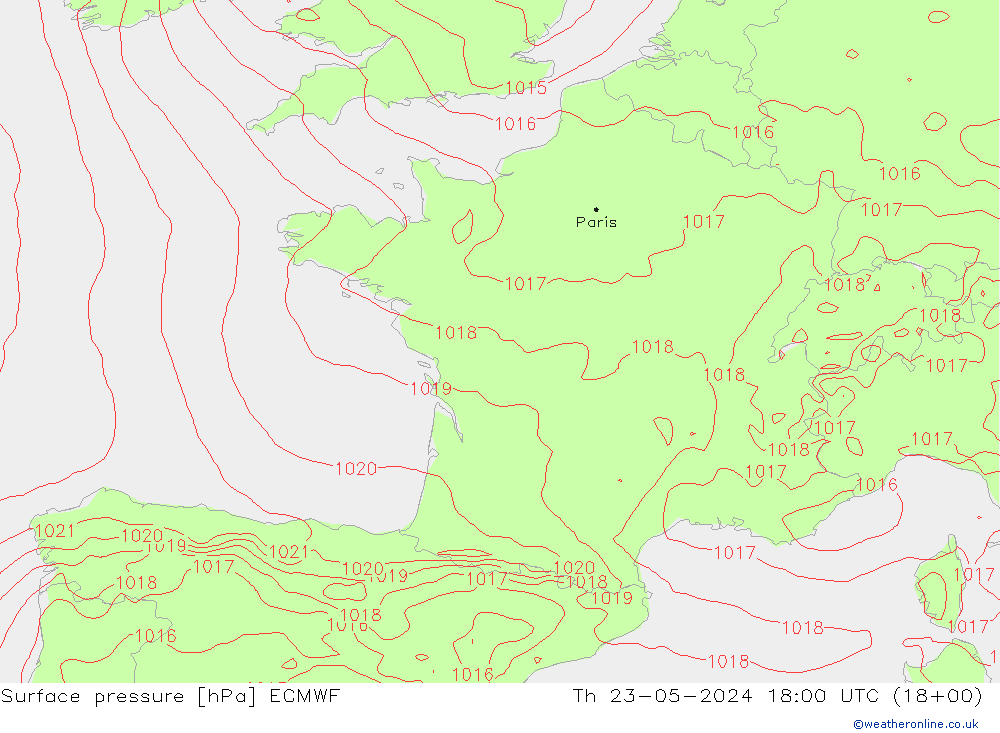приземное давление ECMWF чт 23.05.2024 18 UTC