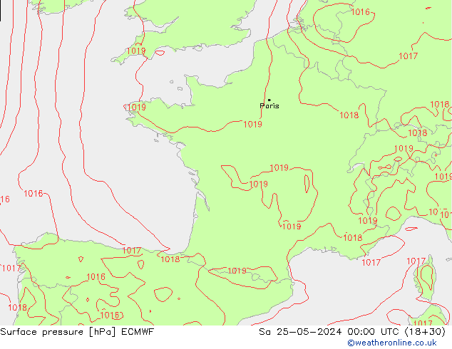 Surface pressure ECMWF Sa 25.05.2024 00 UTC