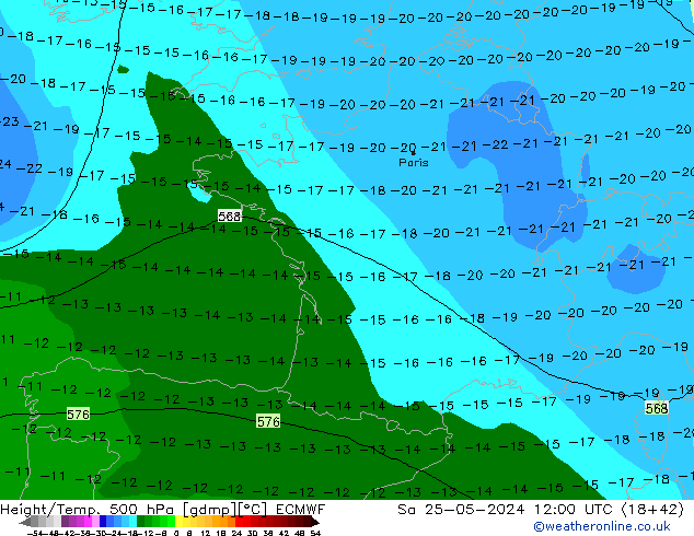 Z500/Rain (+SLP)/Z850 ECMWF sáb 25.05.2024 12 UTC