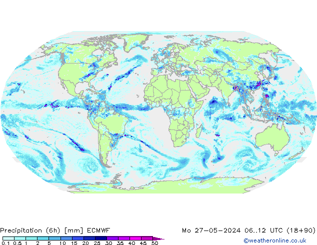 Precipitation (6h) ECMWF Mo 27.05.2024 12 UTC