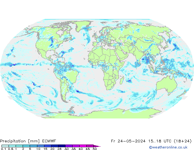 Srážky ECMWF Pá 24.05.2024 18 UTC