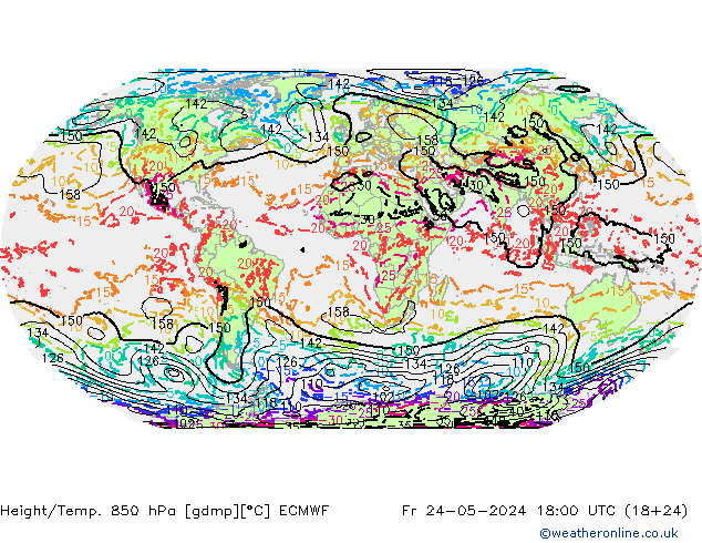 Z500/Rain (+SLP)/Z850 ECMWF Fr 24.05.2024 18 UTC