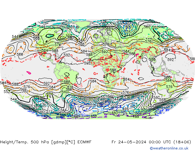 Z500/Rain (+SLP)/Z850 ECMWF Fr 24.05.2024 00 UTC